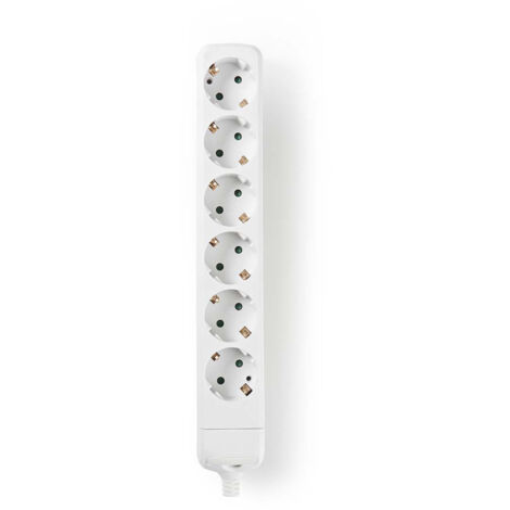 Nedis Steckdosenleiste / Schutzkontakt / Typ F (CEE 7/7) / 6-Wege / 3680 W / 16 A / Art der Erdung: Seitenkontakte / 230 V AC 50/60 Hz / Buchsenwinkel: 45 ° / Kein Kabel im Lieferumfang enthalten / We