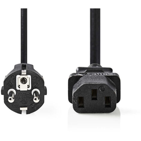 Nedis Stromkabel / Schutzkontaktstecker / IEC-320-C13 / gerade / gerade / Vernickelt / 5.00 m / rund / PVC / Schwarz / Plastikbeutel