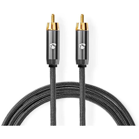 Nedis Subwoofer Kabel / RCA / RCA / Vergoldet / 5.00 m / Rund / 4.5 mm / Anthrazit / Gun Metal Grau / Aussenverpackung