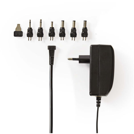 Nedis Universal-Netzteil | Euro / Typ C (CEE 7/16) | 24 W | 9.0 VDC / 12 VDC / 13.5 VDC / 15 VDC / 18 VDC / 20 VDC / 24 VDC | Ausgangsstecker Typ: 2.5 x 2.1 mm / 3.5 x 1.35 mm / 3.5 x 2.1 mm / 5.0 x 2.1 mm / 5.5 x 1.5 mm / 5.5 x 2.5 mm | 1.80 m | Eingangs