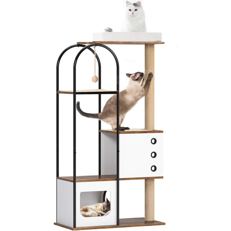 Arbre à Chat au Style Industriel Armoire à Chat avec Tour pour Chat, Arbre à Chat, Griffoir, Maison pour Chat en Bols - Need