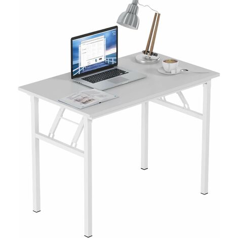 Bureau Ordinateur Pliant 100x60cm - Table Pliable Étude/Dîner Noir, Robuste Et Sans Montage