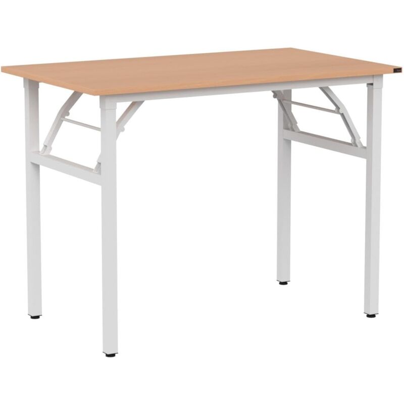 Need - Bureau d'Ordinateur Informatique Pliante 100x60cm Table d'étude/à dîner Pliable pour Maison/Bureau,Teck et Blanc