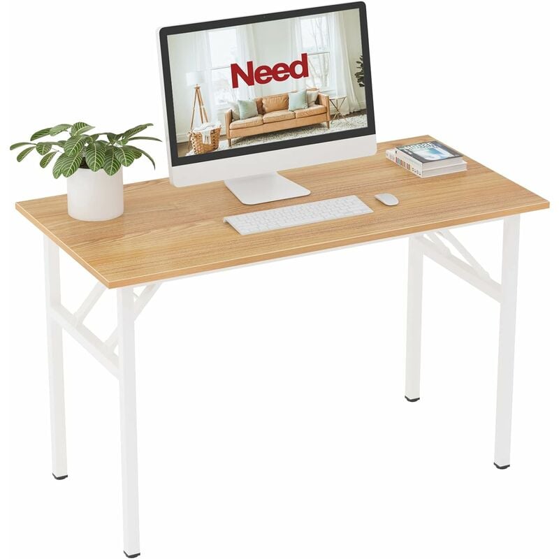 Need - Bureau d'Ordinateur Informatique Pliante 120x60cm Table d'étude/à dîner Pliable pour Maison/Bureau