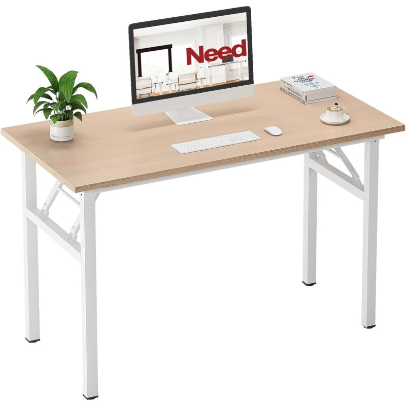 Need - Bureau d'Ordinateur Informatique Pliante 120x60cm Table d'étude/à dîner Pliable pour Maison/Bureau,Chêne