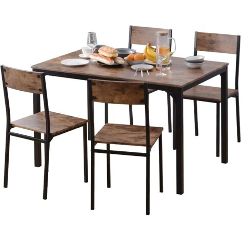 NEED Ensemble de Table à Manger et 4 Chaises pour 4 Personnes pour Salle à Manger et Salon, Cuisine Marron Vintage