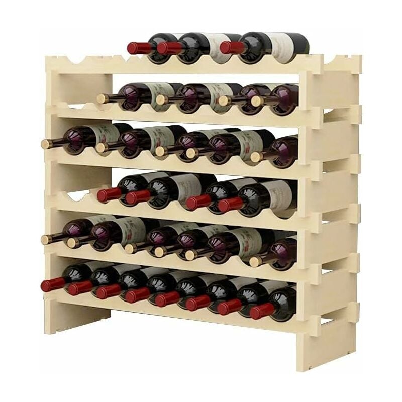 Need - tagère à Bouteilles Casier à vin Bouteilles en Bois Non traité avec 6 étages pour 48 Bouteilles,Taille 90 30 81CM