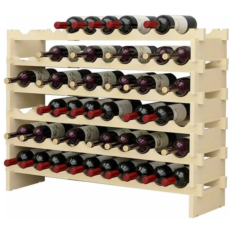 Need - tagère à Bouteilles Casier à vin Bouteilles en Bois Non traité avec 6 étages pour 60 Bouteilles,Taille 30 80 100CM