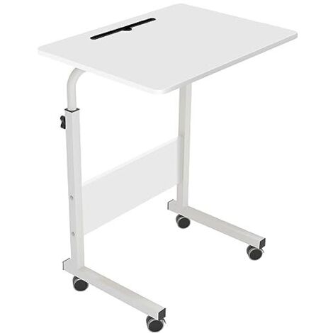 NEED Laptoptisch mit Rollen, Tablet-Ständer, 60 x 40 cm, Beistelltisch für Laptop neben Bett oder Sofa,Weiß