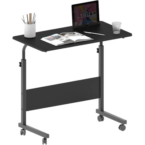 NEED Laptoptisch mit Rollen, Tablet-Ständer, 80 x 40 cm, Beistelltisch für Laptop neben Bett oder Sofa,Schwarz