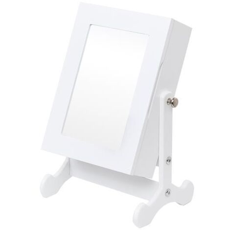 NEED Petite armoire à bijoux avec miroir, organiseur, armoire de rangement, comptoir avec support (blanc)