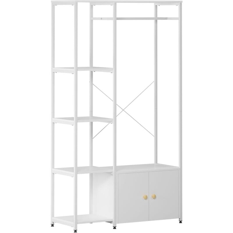Portant à Vêtements、Porte-manteau en Métal avec Étagères de Rangement Armoire et Barre de Suspension 100 x 40 x 180 cm,Blanc - Need