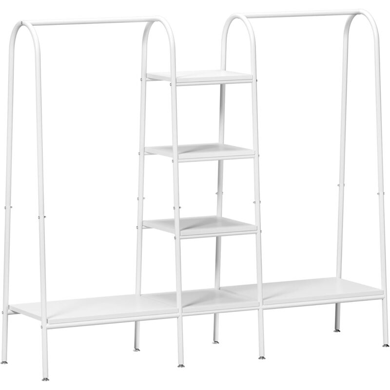 NEED Porte-vêtements armoire porte-manteau en métal avec support de rangement et tringle à suspendre blanc