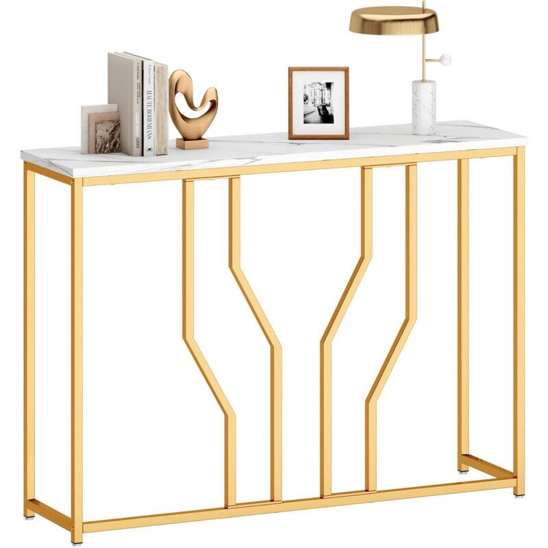 Need - Table Console 110 cm Table de Canapé, Meubles de Salon, Table Bout de Canape, Meuble Entrée pour Salon, Couloir, Entrée, Blanche