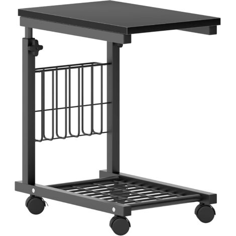 Need – Table d'appoint roulante réglable en hauteur 56-76 cm – Cadre métal durable – Plateau étanche – Dimensions 48x30 cm – Avec roulettes - 48X30X56-76CM