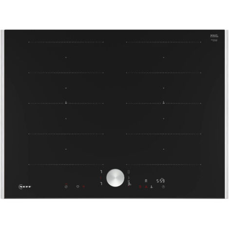 Neff T67TTX4L0. Colore del prodotto: Nero, Posizionamento dell'apparecchio: Da incasso, Dimensione della larghezza del piano cottura: 70 cm. Tipo di controllo: Manopola, Touch, Posizione di control...