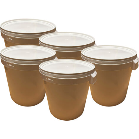 Negomix – Lot de 5 seaux en polypropylène 32L avec couvercle hermétique – Poignées renforcées pour transport facile – Stockage liquides et solides