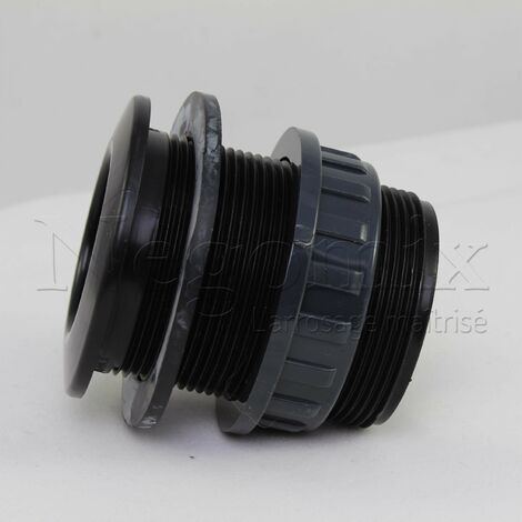 Negomix – Passe paroi mâle 1'1/4 – Raccord fileté pour cuve de récupération d'eau – Installation simple avec manchon et écrou femelle