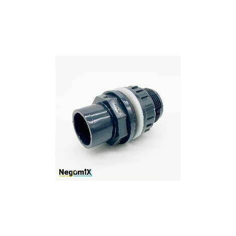 Negomix – Raccord trop plein PVC 50/63 – Manchon mâle fileté 2'' gaz – Joints d'étanchéité inclus – Installation pour cuve récupération eau