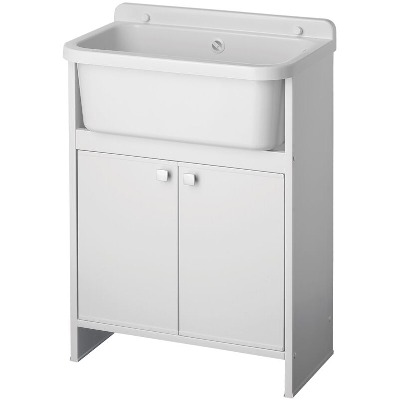 Negrari - Bac à laver avec meuble économie de place en pvc blanc 55x35 cm mod. Adele