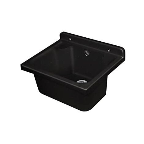 Negrari Lavandino Pilozzo a Muro in Resina, Resistente agli acidi di uso comune, Resistente all'umidità, Kit di scarico incluso, L42 x P34 x H21, Nero Glitterato