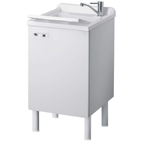 Negrari – Lavoir en mélamine hydrofuge 18 mm – Cuve en polypropylène 45x50 cm – Système de vidage autonettoyant – Pieds réglables 15 mm - 6006SK