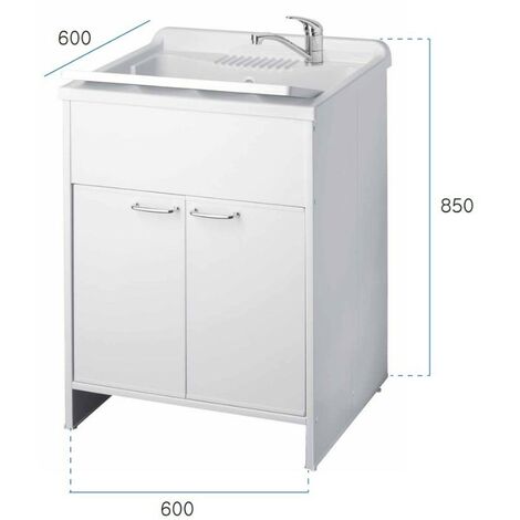 Negrari mobile lavatoio a 2 ante in pvc garden con lavabo e kit scarico incluso misure 60x60 cm - confezione 1
