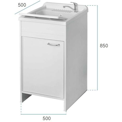 Negrari mobile lavatoio ad 1 anta in pvc garden con lavabo kit scarico incluso misure 50x50 cm - confezione 1