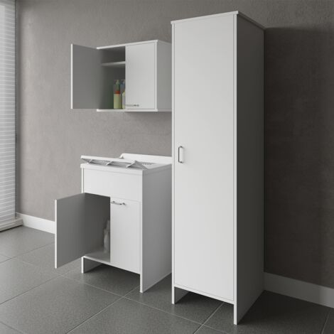 Negrari Waschraum-Set COMP 6 mit Hängeschrank, Waschbecken und Hochschrank