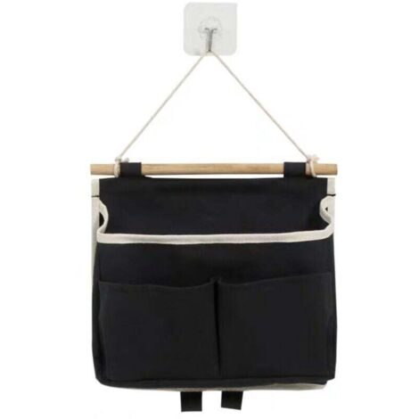 (Negro) 1 bolsa de almacenamiento colgante, bolsa de almacenamiento de pared, almacenamiento colgante, 3 compartimentos con, bolsa de almacenamiento para colgar en la pared para dormitorio, oficina, c