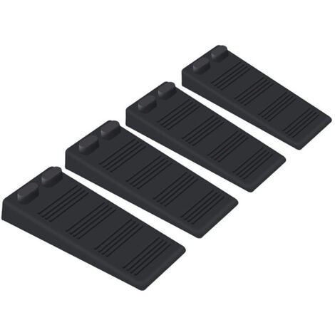 (Negro) 4 topes de puerta de goma suave, bloque antideslizante de altura ajustable, no tóxico, sin olor, protege pisos y paredes, para alfombras, hormigón, pisos de parqué