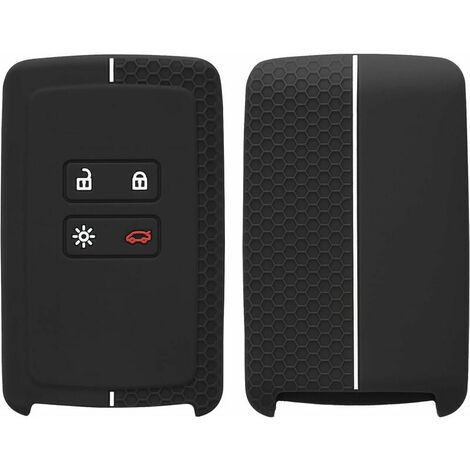 Negro-Blanco-Funda para llave de coche compatible con Renault Smart Key de 4 botones (solo Keyless Go) - Carcasa protectora de silicona suave