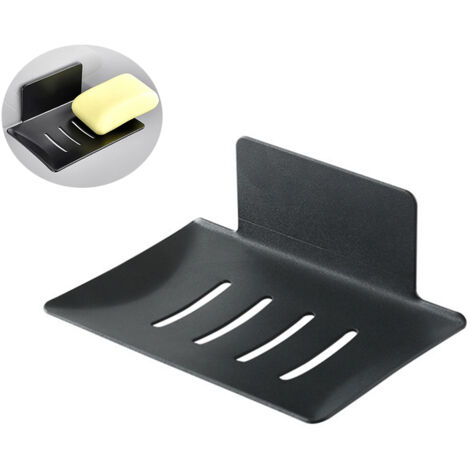 (Negro) Jabonera de pared sin perforaciones Jabonera de ducha de acero inoxidable Jabonera autoadhesiva INOX para guardar esponjas, cepillos y jabón para baño, cocina y balcón