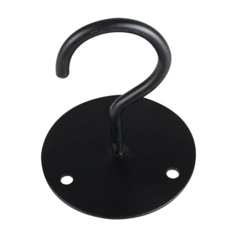 (Negro) Paquete de 2 ganchos de metal para colgar plantas en la pared, ganchos de techo con tornillos y anclajes para colgar cestas de plantas, linternas y campanillas de viento