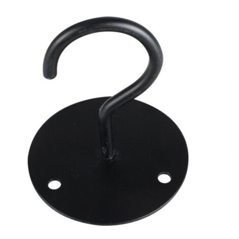 (Negro) Paquete de 4 ganchos metálicos para pared, ganchos de techo con tornillos y anclajes para colgar cestas de plantas, linternas, campanillas de viento y decoración de exteriores