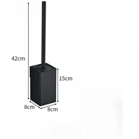 (Negro) Portaescobillas de baño cuadrado de acero inoxidable 304 para montaje en pared, portaescobillas de baño independiente, desodorante para baño