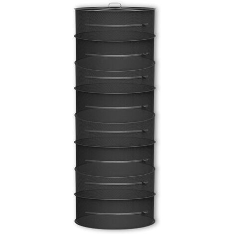 (Negro) Secador de hierbas de 8 capas, red de secado colgante de 60 cm, red de secado plegable para plantas hidropónicas, peces, malezas
