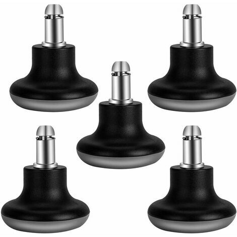 Neige-Bell Glides Replacement Office Chair Swivel Caster Wheels to Fixed Stationary Castors, Short Profile with Separate Self Adhesive Felt Pads Black 5pcs