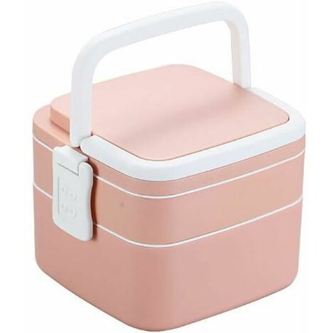 Neige-Double-Couche Boîte à Lunch, Box Déjeuner, Boîte étudiant Déjeuner, Micro-Ondes (Color : B)