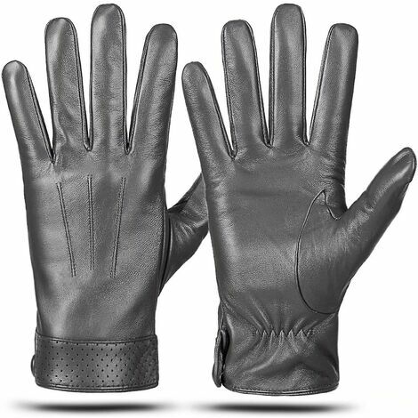 Neige-Gants Cuir Chaud Moto Peau de mouton Écran tactile Texto Cachemire Doublé