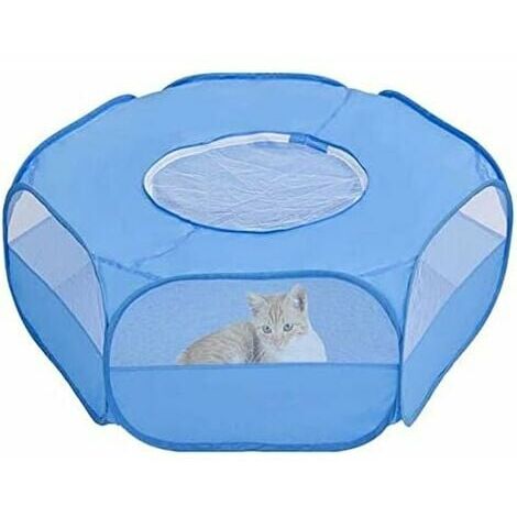 Neige-Parc pour Petit Animal avec Housse - Cage Pliable et Portable - Imperméable - Respirant - pour Lapin, écureuil, Chaton, Chiot, Chinchilla et hérisson - Bleu