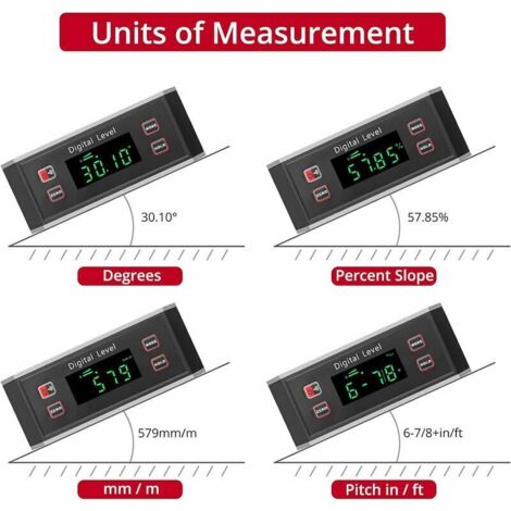 Neigungsmesser, IP54 wasserdichter Winkelmesser, digitaler Winkelmesser mit magnetischer V-Nut-Basis / 4 × 90° für die Automobil-, Holz- und Maschinenbauindustrie