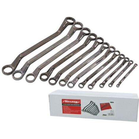 Neilsen 12pc Black Nickel Double Offset Ring Spanner Set Metric Wrench Spanners