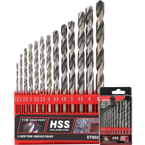 Neilsen 13pc Hss Steel Drill Set Metric Metal Wood Plastic 1.5mm - 6.5mm