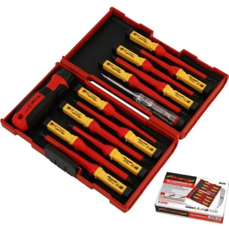Neilsen 13pc Vde Insulated Interchangeable Screwdriver Phillips Flat Volt Tester