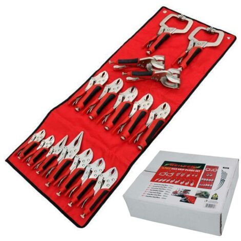 Neilsen 16pc Soft Grip Mole Vice Plier Set Welding Long Nose Locking C Clamp