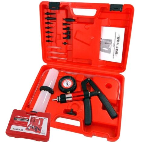 Neilsen 21pc Hand Brake Bleeding Tester Kit Bleed Vacuum Pressure Pump Set