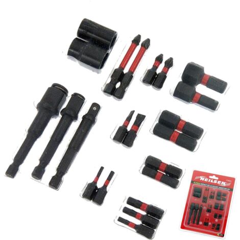 Neilsen 22pc Impact Bit Set Drill Driver Screwdriver Bits Adaptor Flat Pozi Hex