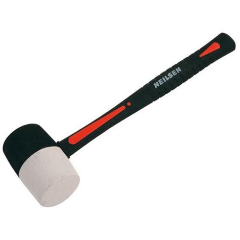 Neilsen 32oz White & Black Rubber Hammer Mallet Hardwood Shaft Grip Handle DIY