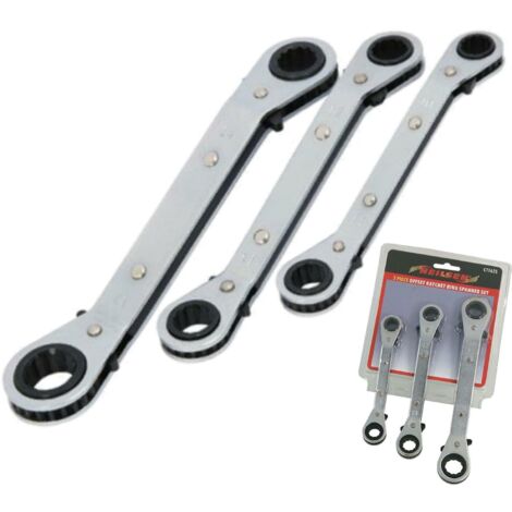 Neilsen 3pc Offset Ratchet Spanner Set Ratchet Ring Spanners Metric 10 - 17mm